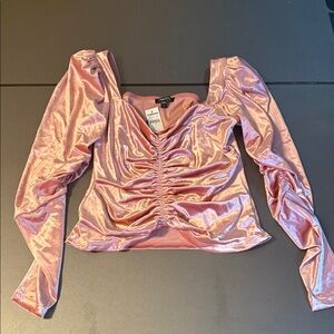 Express Pink Velvet Ruched Women's Top